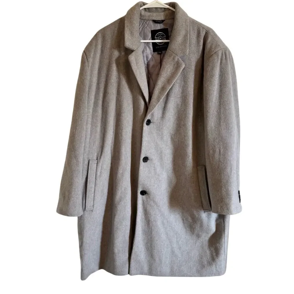 Haggar Mid-Length Gray Brushed Twill Topcoat Men's, Size XXL